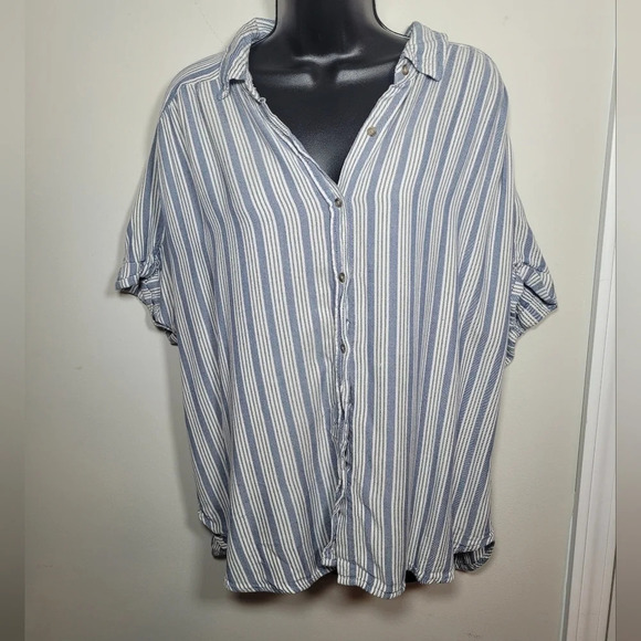 Universal Thread Striped Button Down Short Sleeve sz XXL - Picture 1 of 8